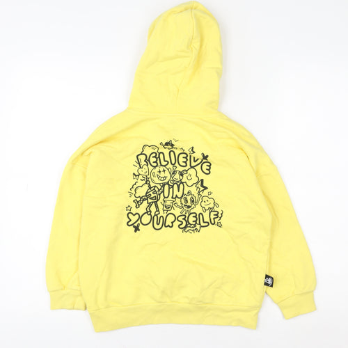 Marks and Spencer Boys Yellow Graphic Pullover Hoodie 7-8 Years