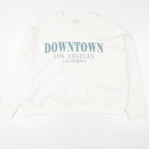 Papaya Women White Downtown Los Angeles Print Sweatshirt XL