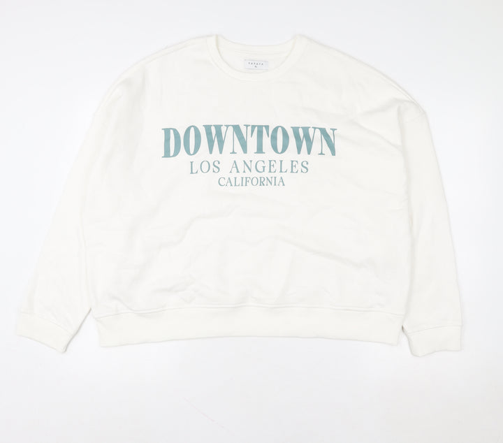 Papaya Women White Downtown Los Angeles Print Sweatshirt XL