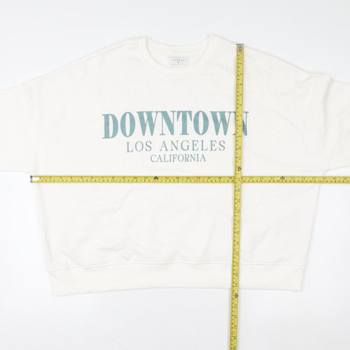 Papaya Women White Downtown Los Angeles Print Sweatshirt XL