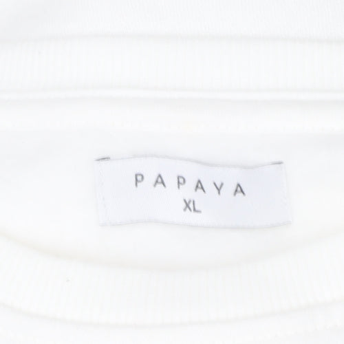 Papaya Women White Downtown Los Angeles Print Sweatshirt XL