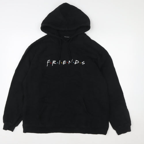 FRIENDS Black Pullover Hoodie Women Unisex L Logo Print Cotton Blend