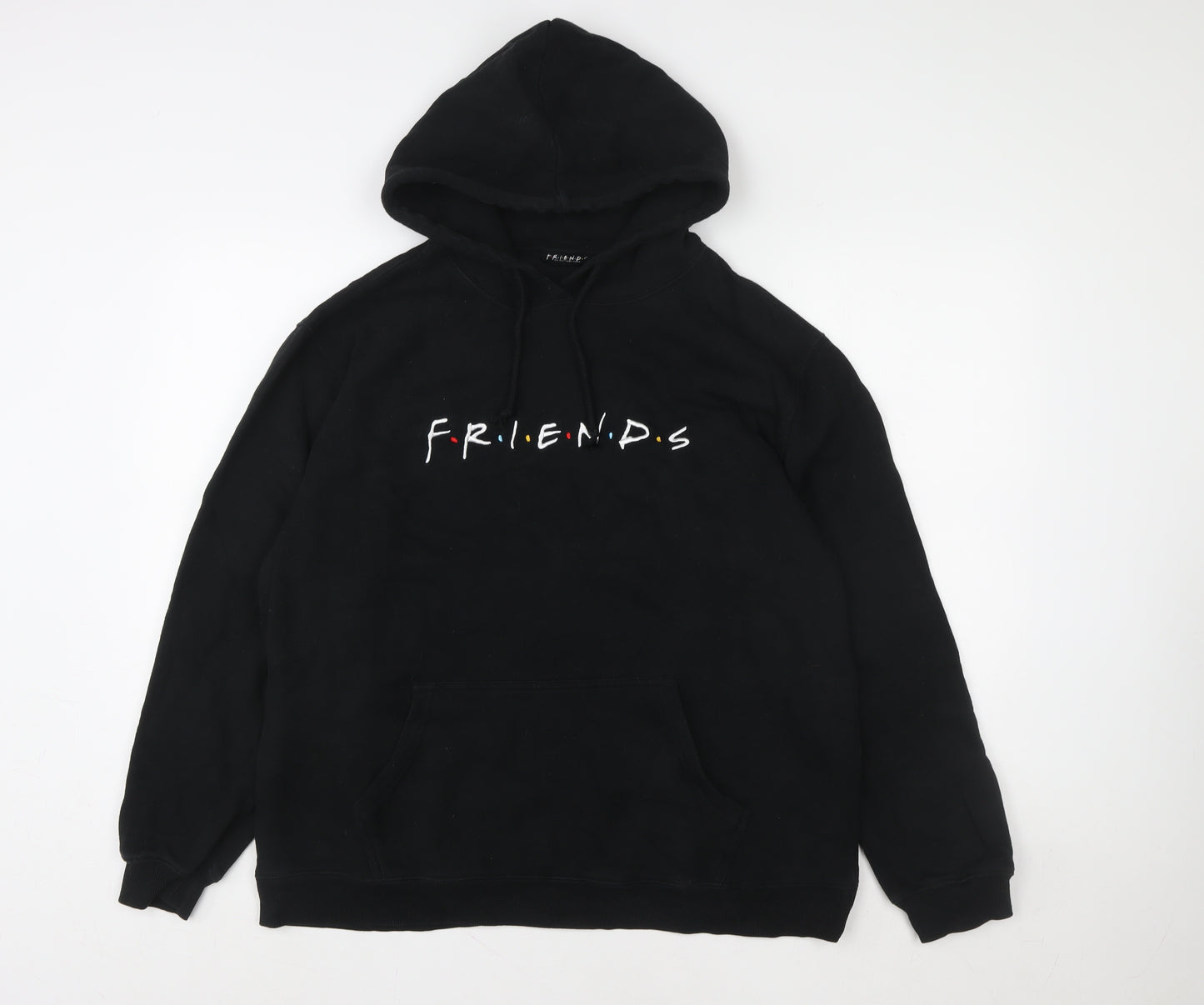 FRIENDS Black Pullover Hoodie Women Unisex L Logo Print Cotton Blend