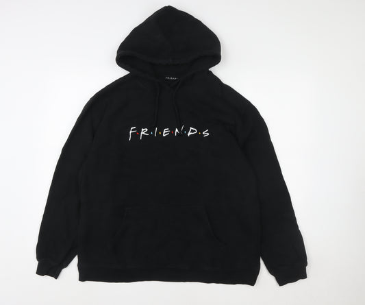 FRIENDS Black Pullover Hoodie Women Unisex L Logo Print Cotton Blend