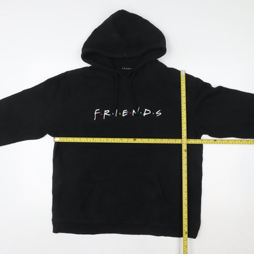 FRIENDS Black Pullover Hoodie Women Unisex L Logo Print Cotton Blend