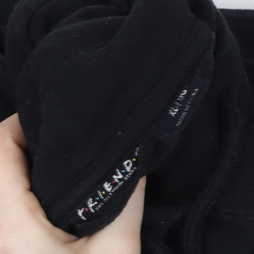 FRIENDS Black Pullover Hoodie Women Unisex L Logo Print Cotton Blend