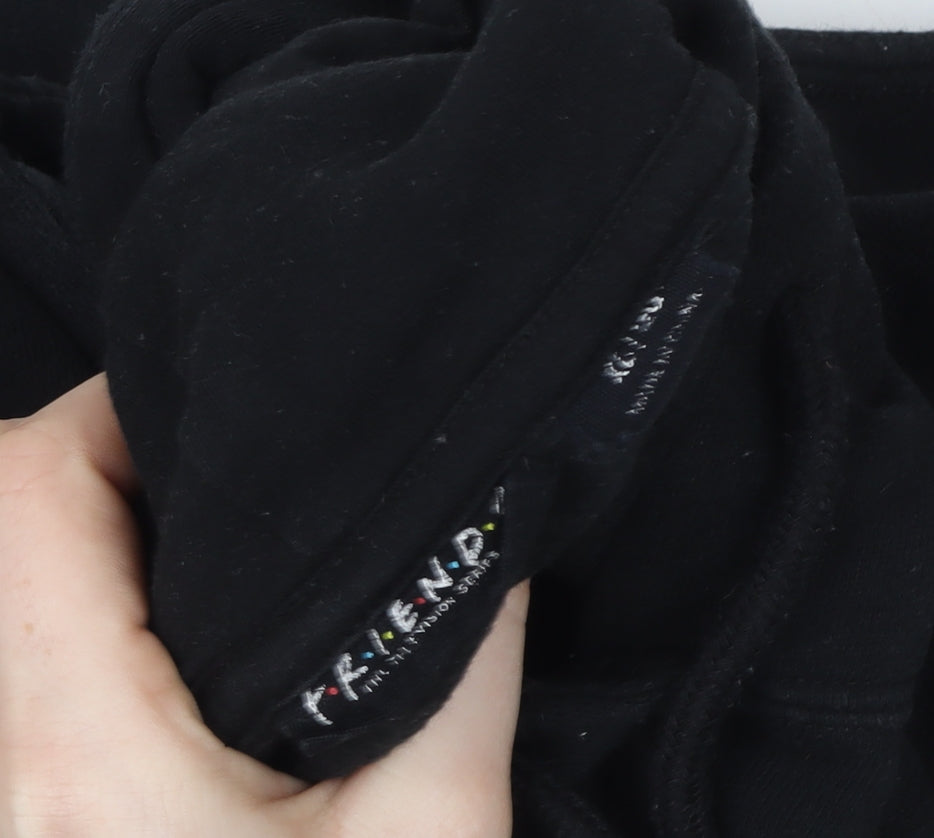 FRIENDS Black Pullover Hoodie Women Unisex L Logo Print Cotton Blend