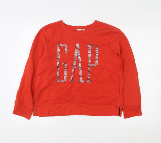 GAP Womens Red Cotton Logo Pullover Sweatshirt Size M