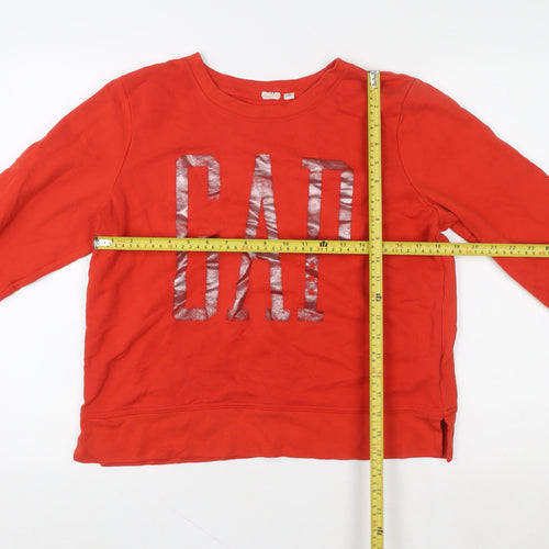 GAP Womens Red Cotton Logo Pullover Sweatshirt Size M