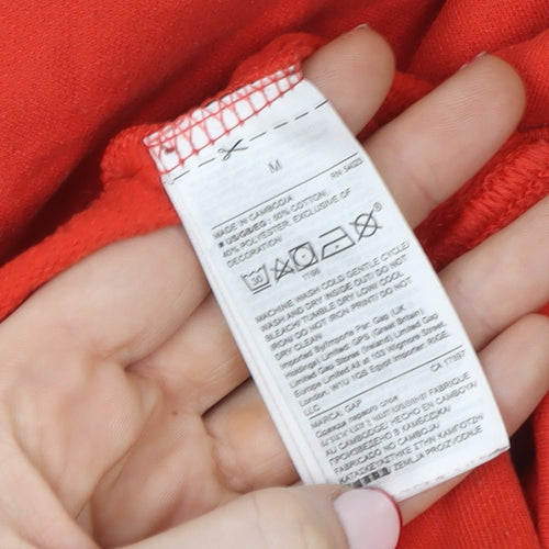 GAP Womens Red Cotton Logo Pullover Sweatshirt Size M