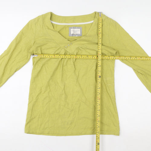 Laura Ashley Women Green 3/4 Sleeve V-Neck Cotton T-Shirt UK 10