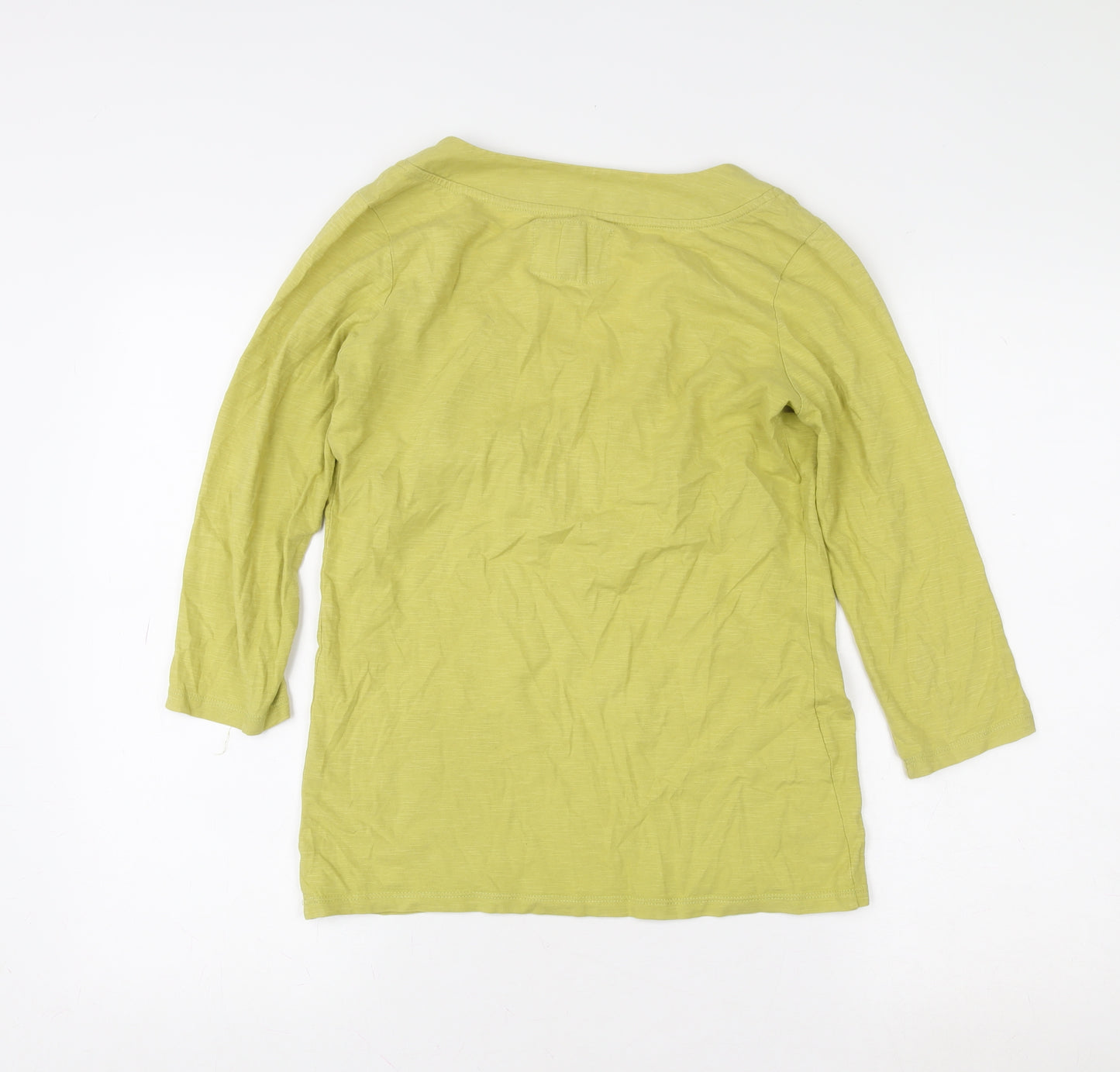 Laura Ashley Women Green 3/4 Sleeve V-Neck Cotton T-Shirt UK 10