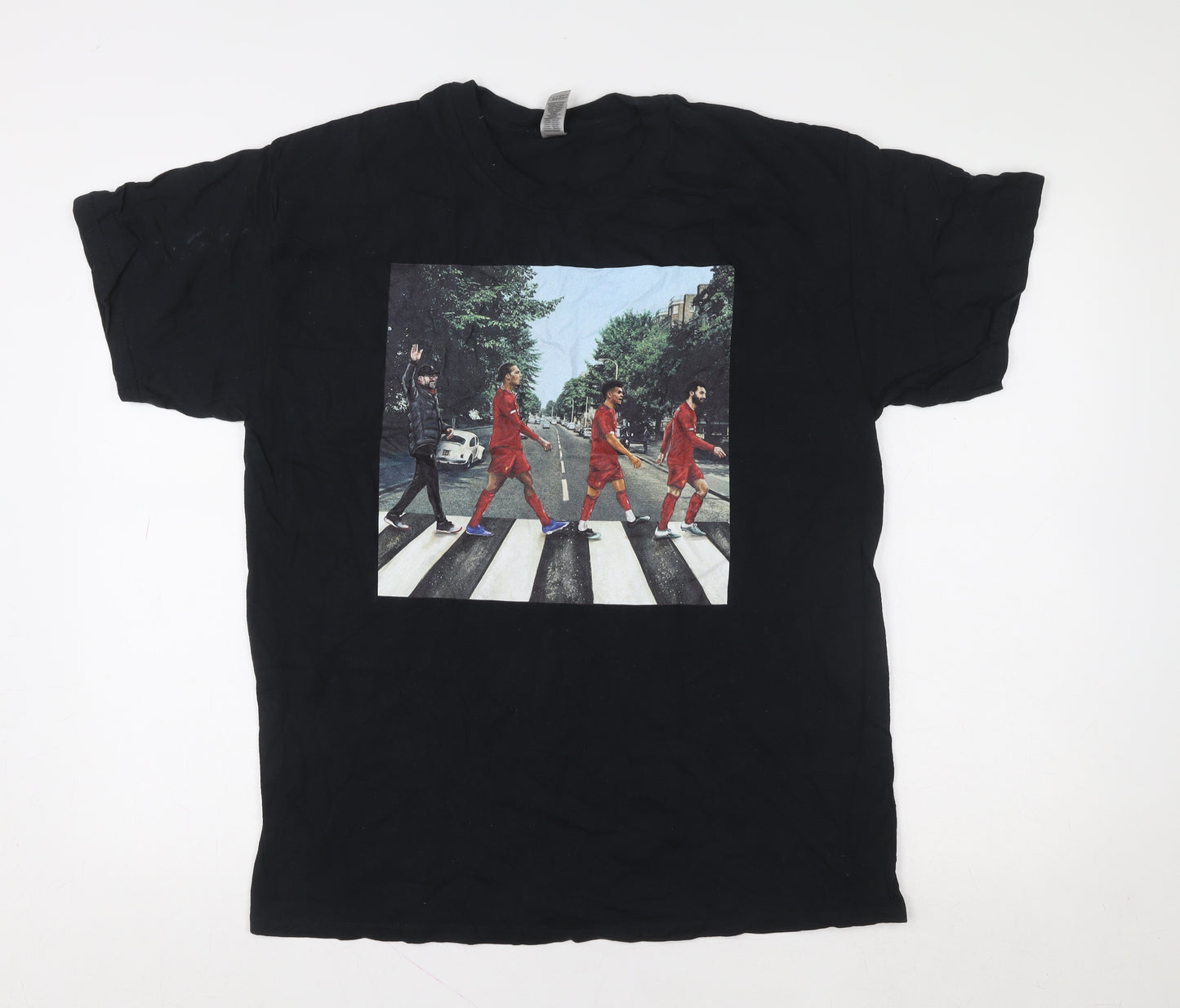 Gildan Men's Black Graphic Music Funny Heavy Cotton T-Shirt Size L