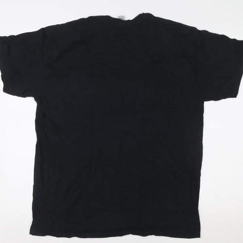 Gildan Men's Black Graphic Music Funny Heavy Cotton T-Shirt Size L