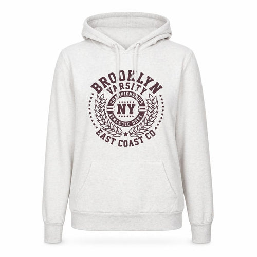 Primark Women Beige XS Pullover Hoodie Brooklyn Varsity Print Casual
