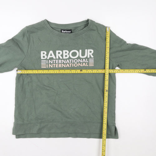 Barbour International Green Cotton Logo Crew Neck Sweatshirt Women UK 10