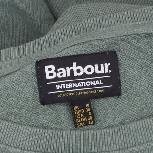 Barbour International Green Cotton Logo Crew Neck Sweatshirt Women UK 10