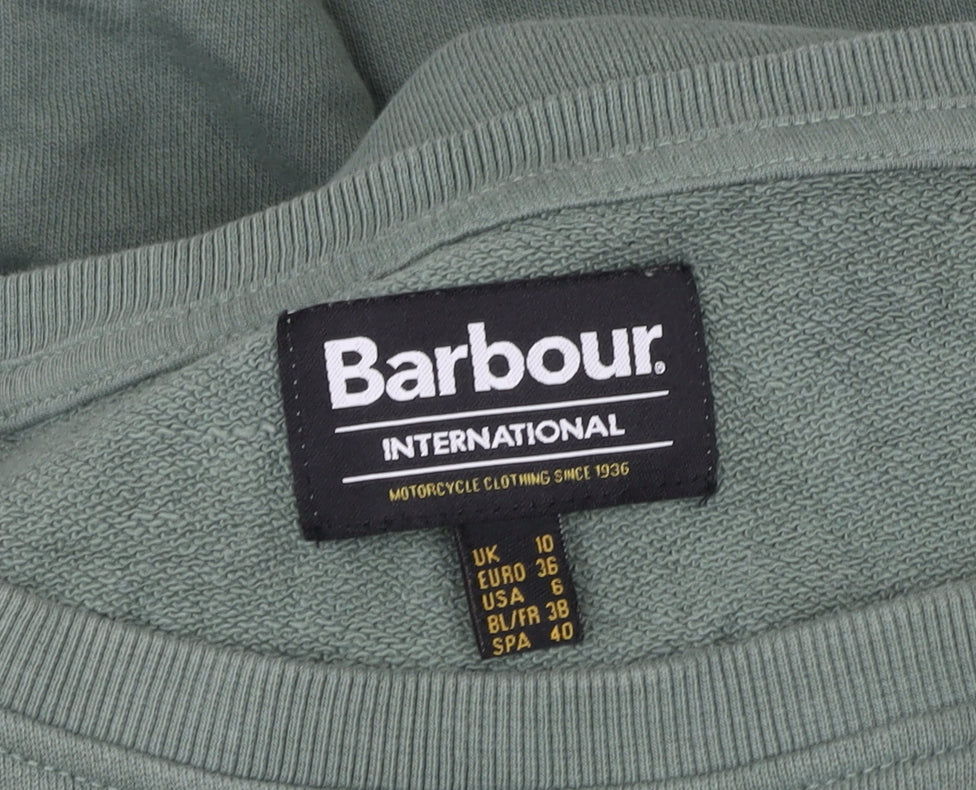 Barbour International Green Cotton Logo Crew Neck Sweatshirt Women UK 10