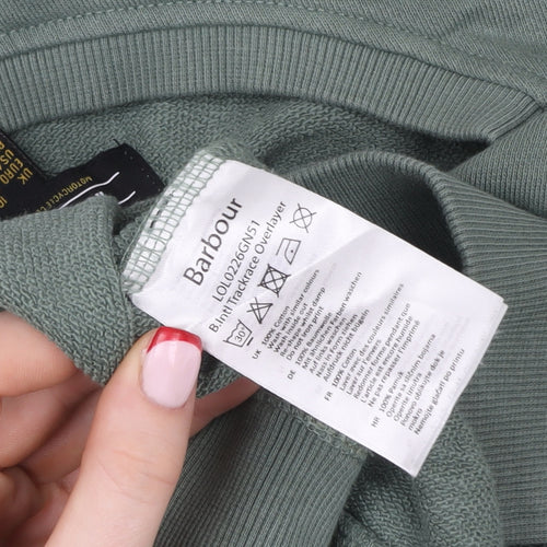 Barbour International Green Cotton Logo Crew Neck Sweatshirt Women UK 10