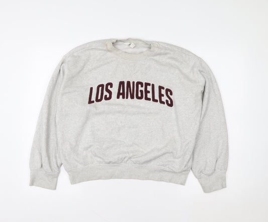 H&M Women Grey Los Angeles Crew Neck Pullover Sweatshirt Size S