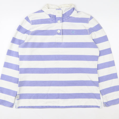 Crew Clothing Co Women’s Purple White Striped Henley Sweatshirt Size 14