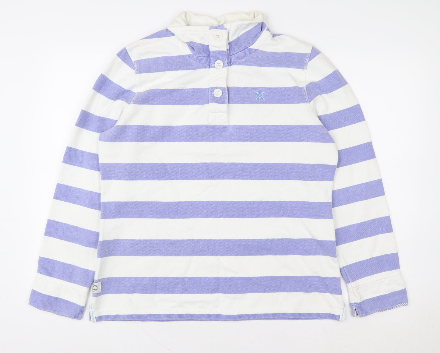 Crew Clothing Co Women’s Purple White Striped Henley Sweatshirt Size 14