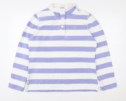 Crew Clothing Co Women’s Purple White Striped Henley Sweatshirt Size 14