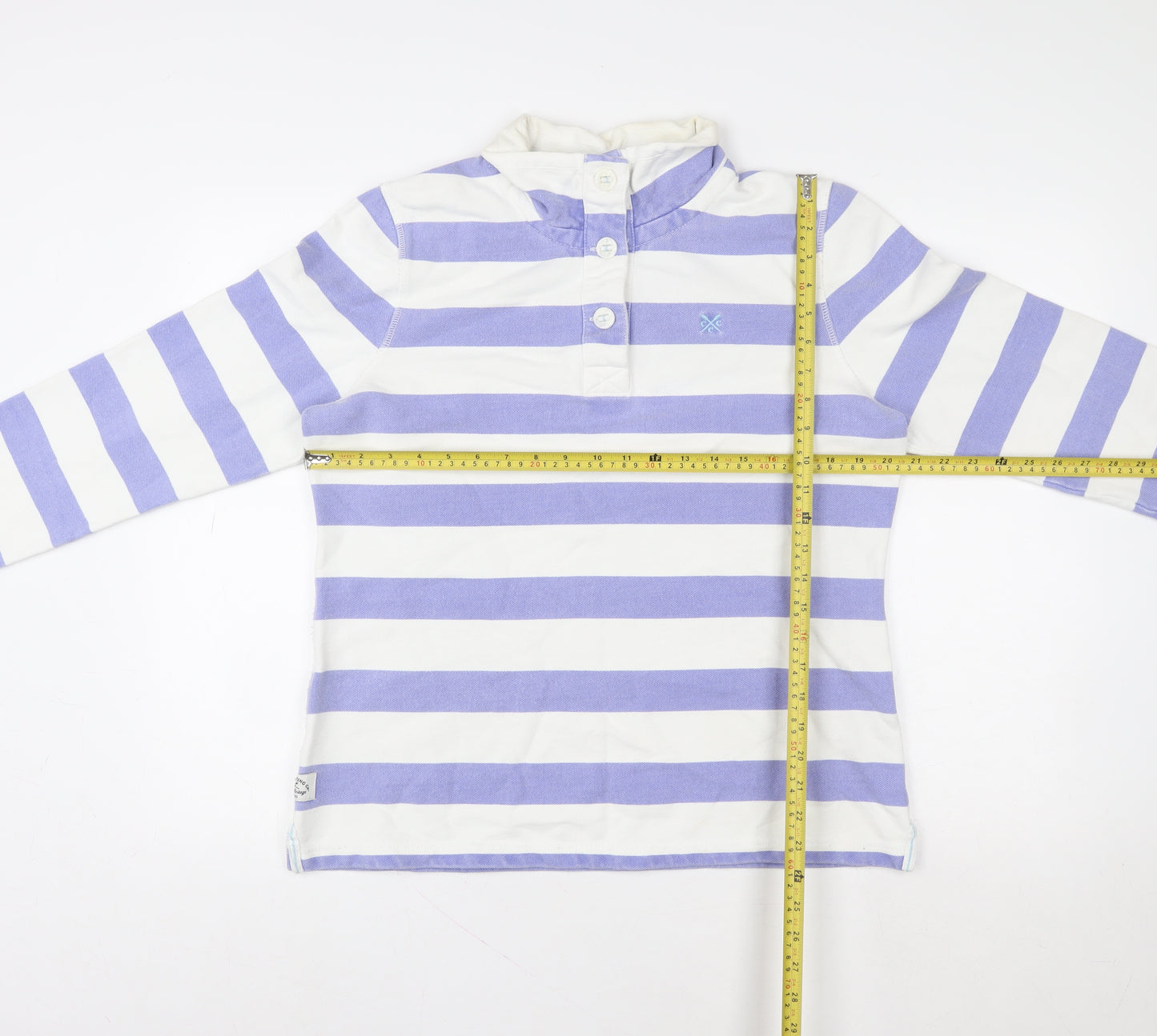 Crew Clothing Co Women’s Purple White Striped Henley Sweatshirt Size 14