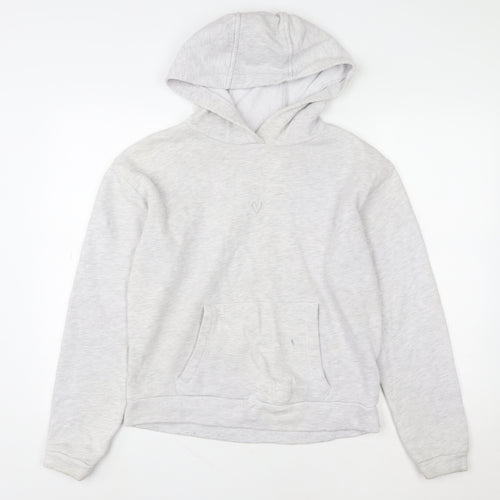 Topshop Women Grey Size 8 Pullover Hoodie with Kangaroo Pocket