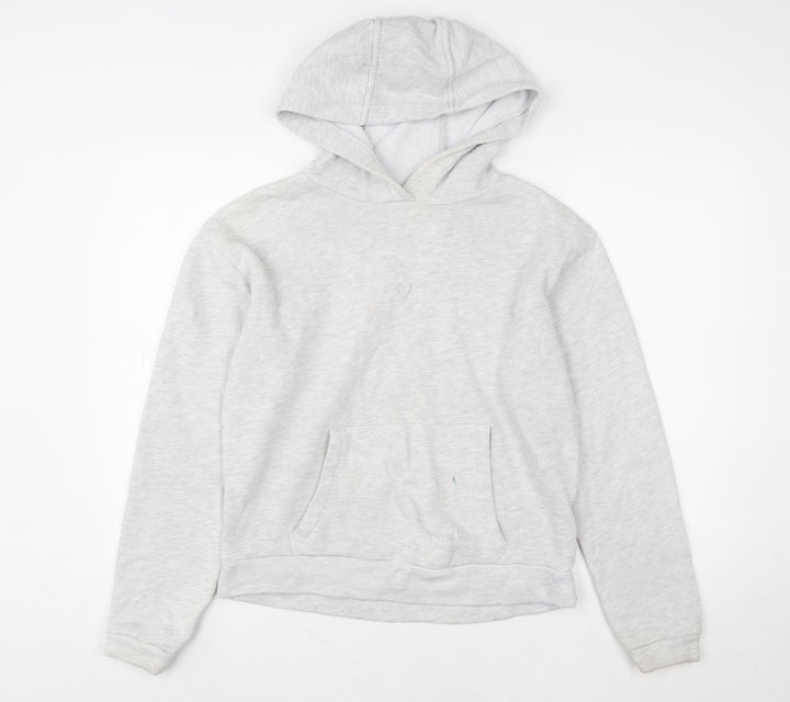 Topshop Women Grey Size 8 Pullover Hoodie with Kangaroo Pocket
