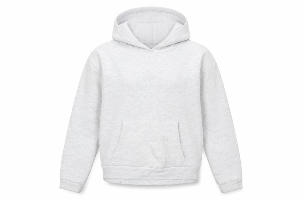Front view of Topshop Women Grey, size 8, Pullover Hoodie with Kangaroo Pocket