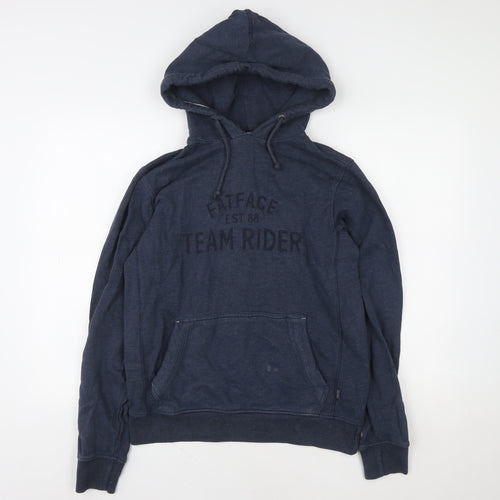 Fat Face Mens Blue Pullover Hoodie Size S Team Rider Cotton