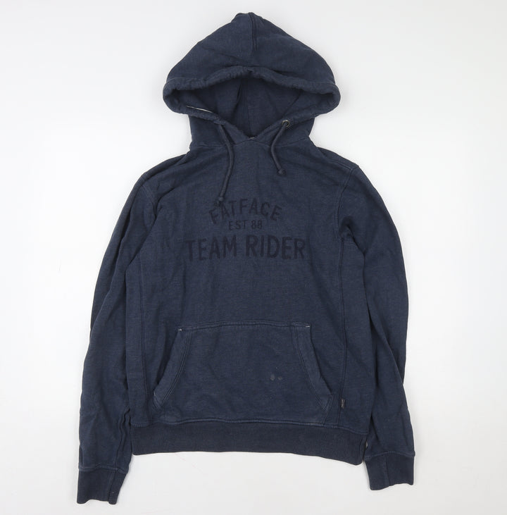 Fat Face Mens Blue Pullover Hoodie Size S Team Rider Cotton