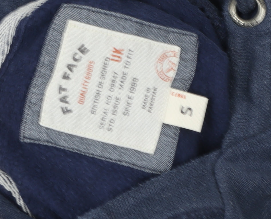 Fat Face Mens Blue Pullover Hoodie Size S Team Rider Cotton
