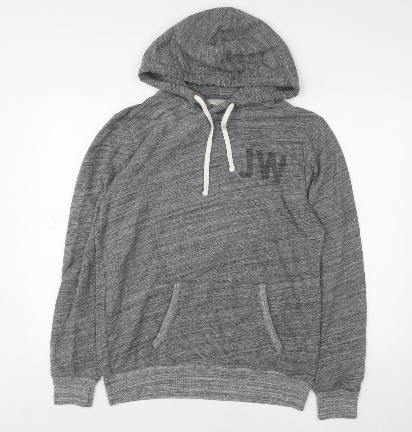 Jack Wills Men's Grey Pullover Hoodie Medium Logo Print