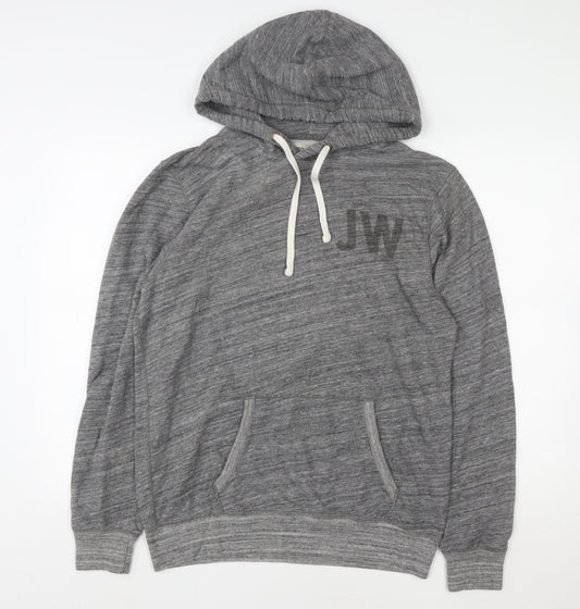 Jack Wills Men's Grey Pullover Hoodie Medium Logo Print