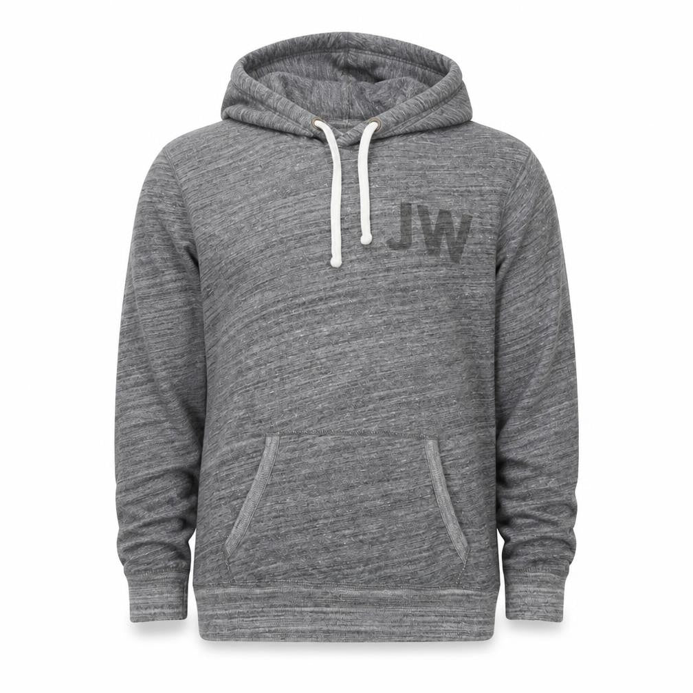 Front view of Jack Wills Men's Grey Pullover Hoodie Medium Logo Print