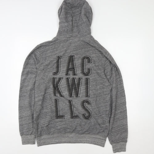 Jack Wills Men's Grey Pullover Hoodie Medium Logo Print