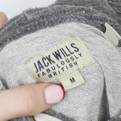 Jack Wills Men's Grey Pullover Hoodie Medium Logo Print