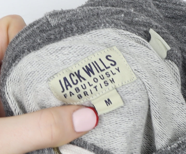 Jack Wills Men's Grey Pullover Hoodie Medium Logo Print