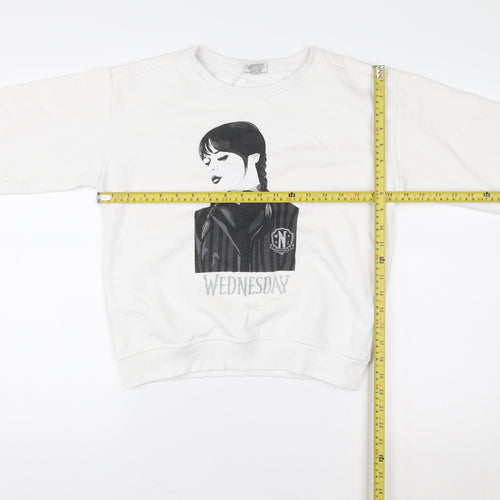 Wednesday Girls White 13-14 Years Pullover Graphic Sweatshirt