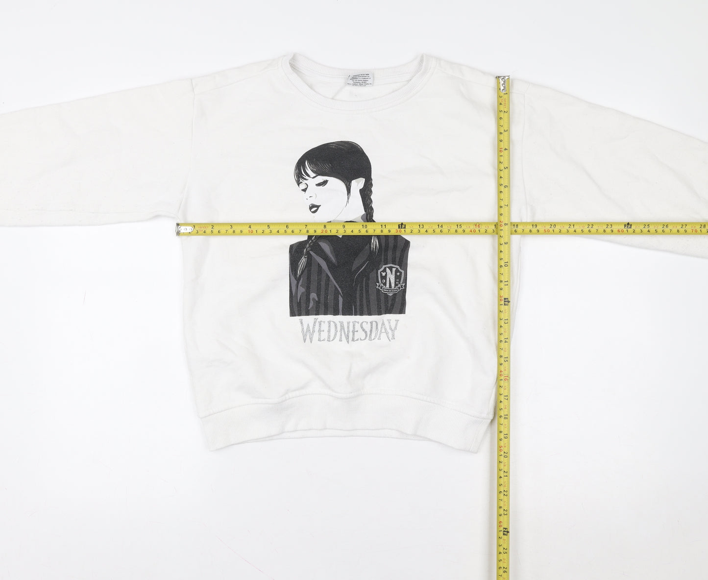 Wednesday Girls White 13-14 Years Pullover Graphic Sweatshirt