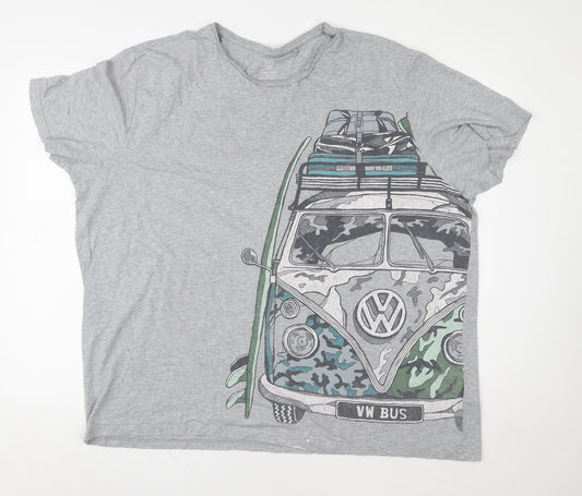 Volkswagen Mens Grey 3XL Graphic VW Bus T-Shirt