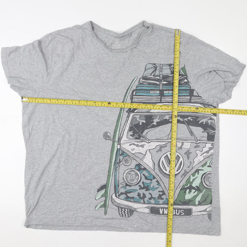 Volkswagen Mens Grey 3XL Graphic VW Bus T-Shirt