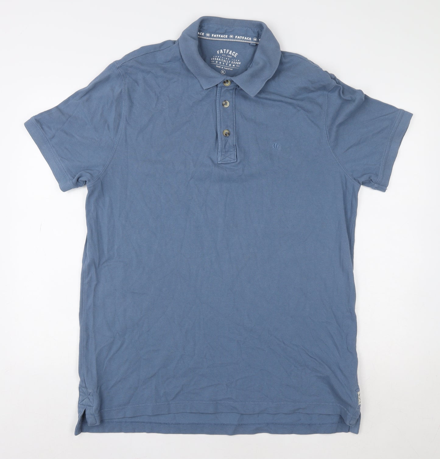 FatFace Men's Blue XL Cotton Short Sleeve Polo Shirt