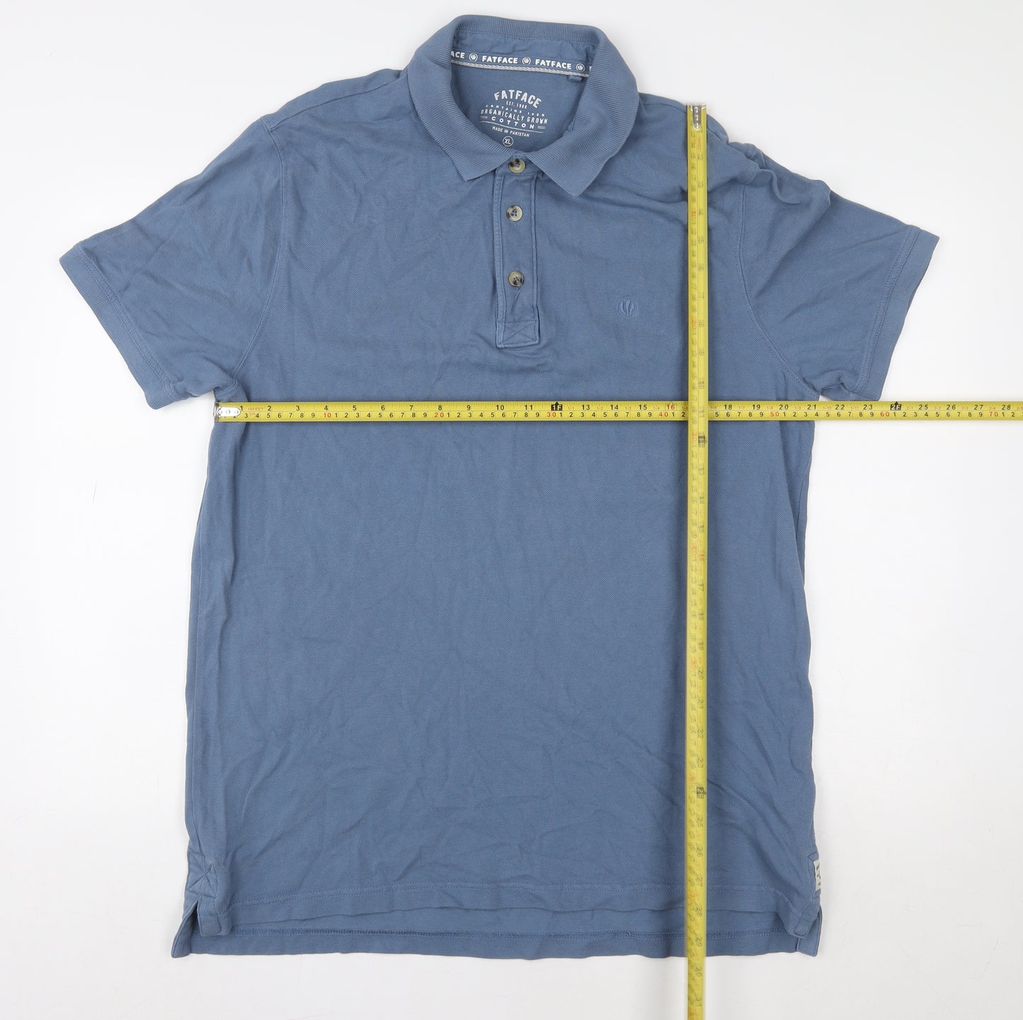 FatFace Men's Blue XL Cotton Short Sleeve Polo Shirt