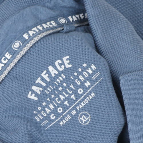 FatFace Men's Blue XL Cotton Short Sleeve Polo Shirt