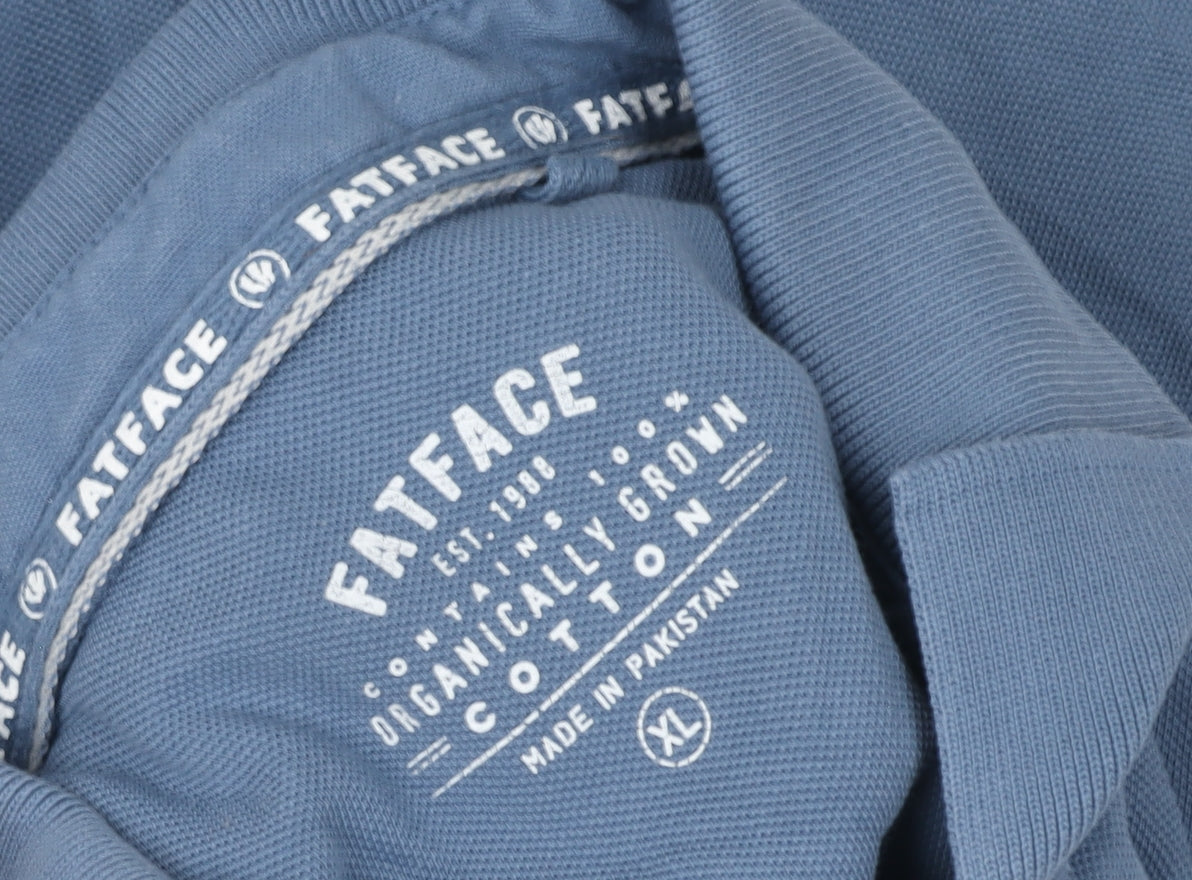 FatFace Men's Blue XL Cotton Short Sleeve Polo Shirt