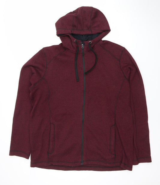 Livergy Men’s Red Hooded Fleece Jacket XL Full Zip Casual Wear