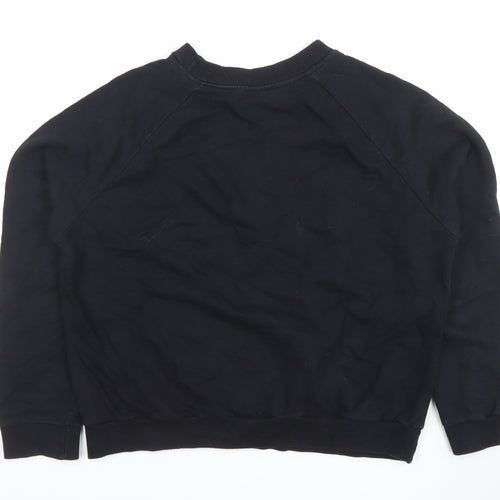 Disney Women Black Mickey Mouse Slogan Pullover Sweatshirt S